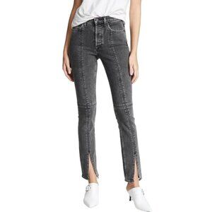 Cotton Citizen Vickie High-rise Split-leg Jeans In Light Grey size 25